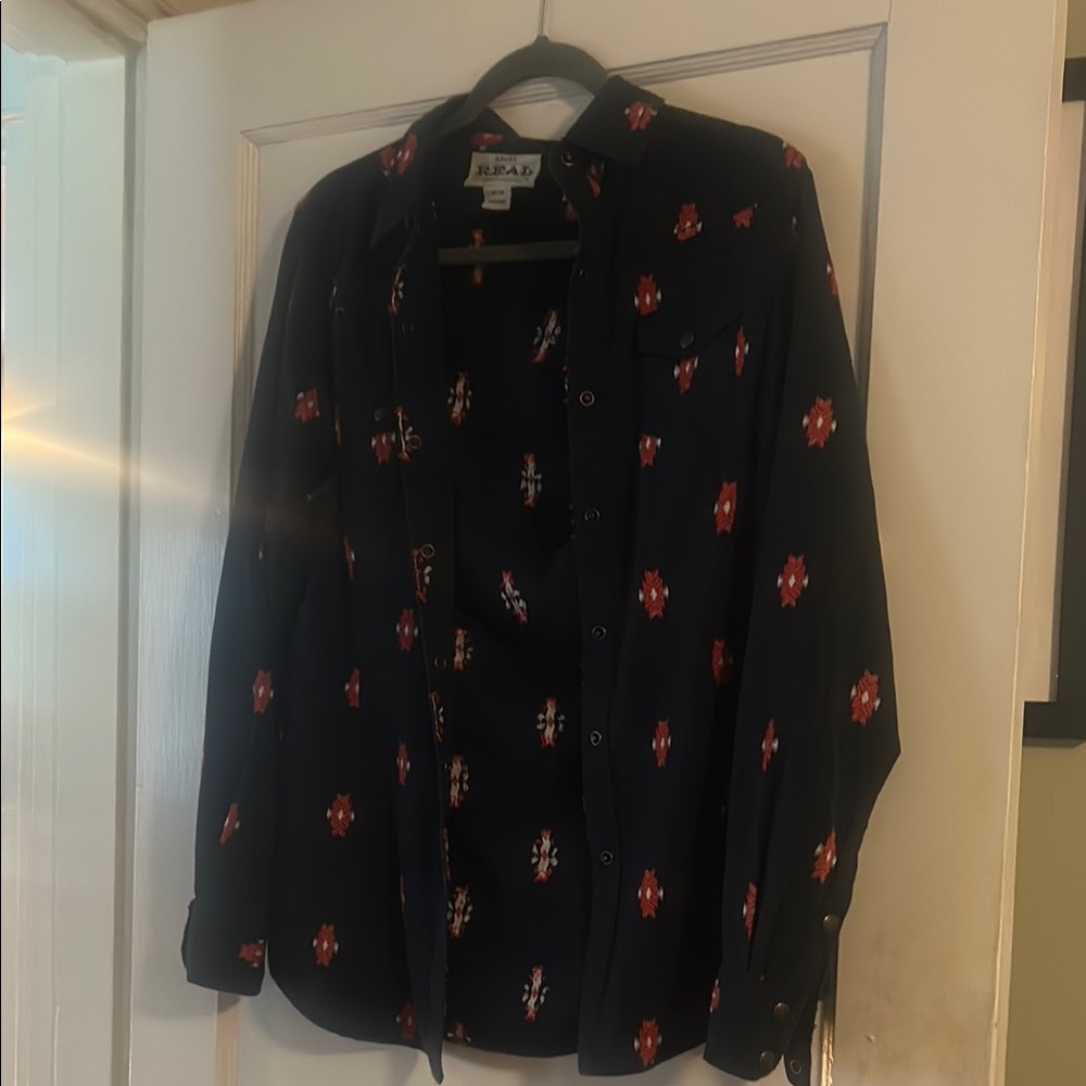 Ariat Black Shirt with Red Floral Accents